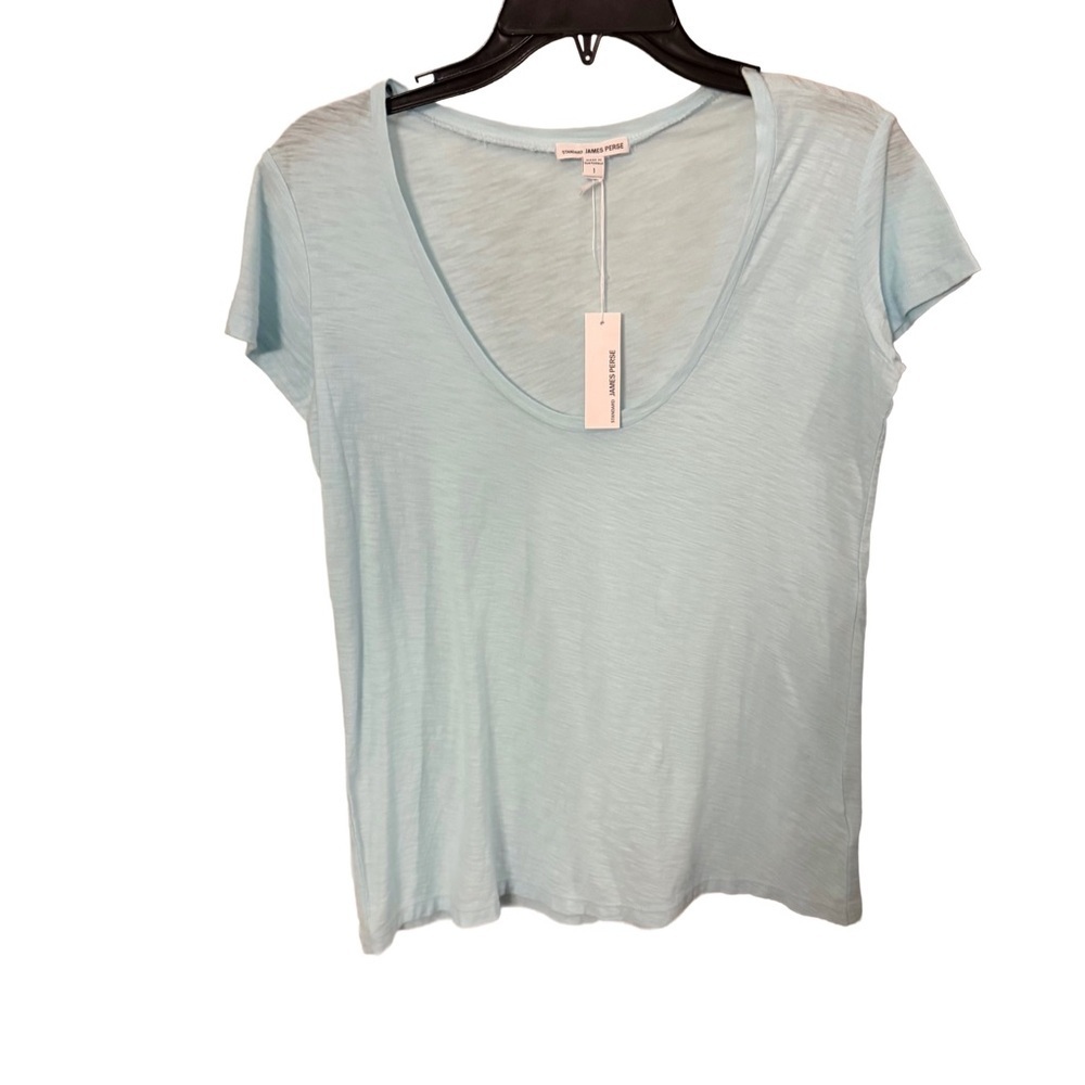 Standard James Perse Bluish Green Short Sleeve V-Neck T-Shirt Womens Sz S NWT